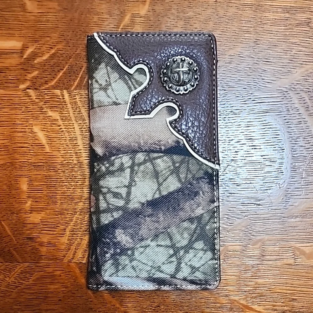 Camo wallet cross checkbook camouflage long